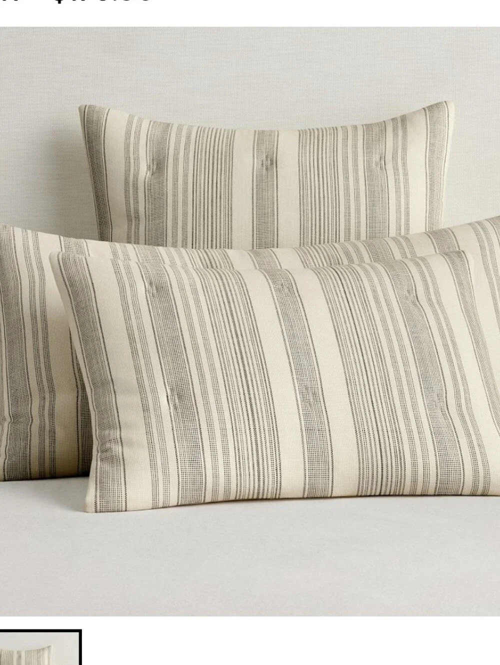 Hawthorn Stripe King Size Shams. Set Of 2 NWT Beige With Charcoal Stripes